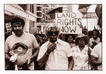 Senator Neville Bonner at illegal march for land rights before Commonwealth Games, Brisbane, 1982 Juno Gemes