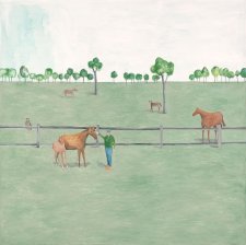William Nuttall with horses in field