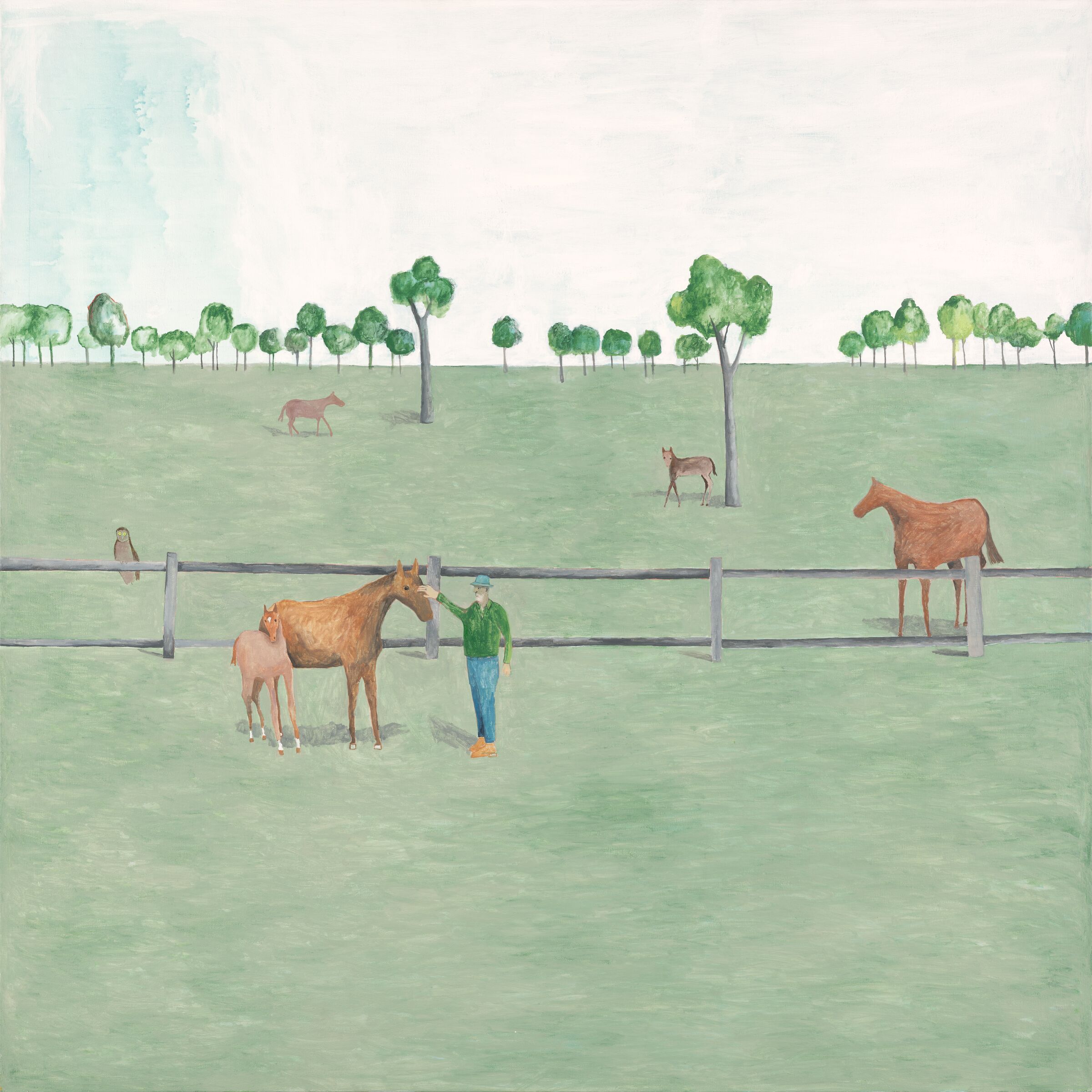 William Nuttall with horses in field