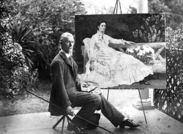 William Robertson’s portrait of Robert Dowling with what the artist thought was the finished portrait of Dolly, c. 1885