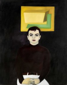 Portrait of Louise Forthun in front of a Stephen Bram