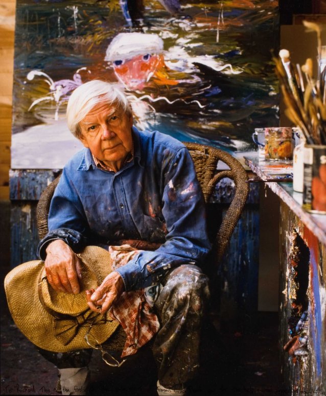 Arthur Boyd in his studio at Bundanon