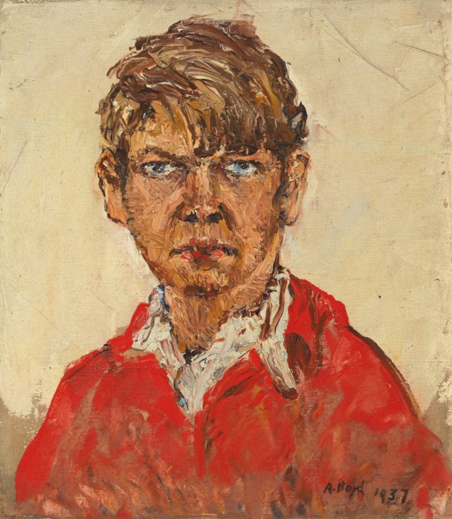 Self Portrait in red shirt, 1937