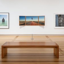 Gallery Three, April 2025. Warwick Thornton 2019, Susan Stitt ACS. © Susan Stitt ACS. Eric 2020, Amos Gebhardt. © Amos Gebhardt. Men of High Degree: Kev Carmody (Bundjalung/Lama Lama Peoples) 2023, Brenda L Croft, Prue Hazelgrove and Richard Crampton. © Brenda L Croft/Copyright Agency, 2024.