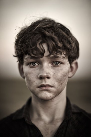 Levi Miller on the set of 