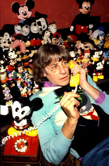 Martin Sharp, with part of his collection of toys named the Dream Museum. Wirian, early 80s