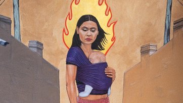 Detail from Ryan Presley's mural 'Paradise Won'