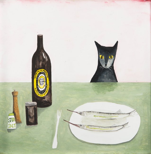 Cat at table, 2014 by Noel McKenna
Private Collection, Brisbane
Courtesy of Heiser Gallery, Brisbane