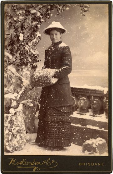 Lady in ‘snow’, c. 1880-85