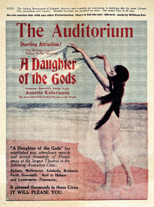 Cinema advertisement for A Daughter of the Gods, c. 1917