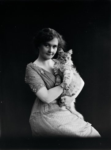 Miss Sheila Sutherland, with cat by Ruth Hollick