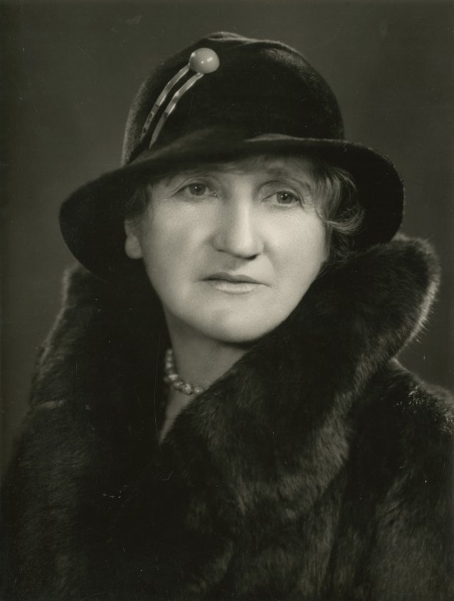 Marie Bjelke Peterson wearing fur coat and cloche hat ,1930s