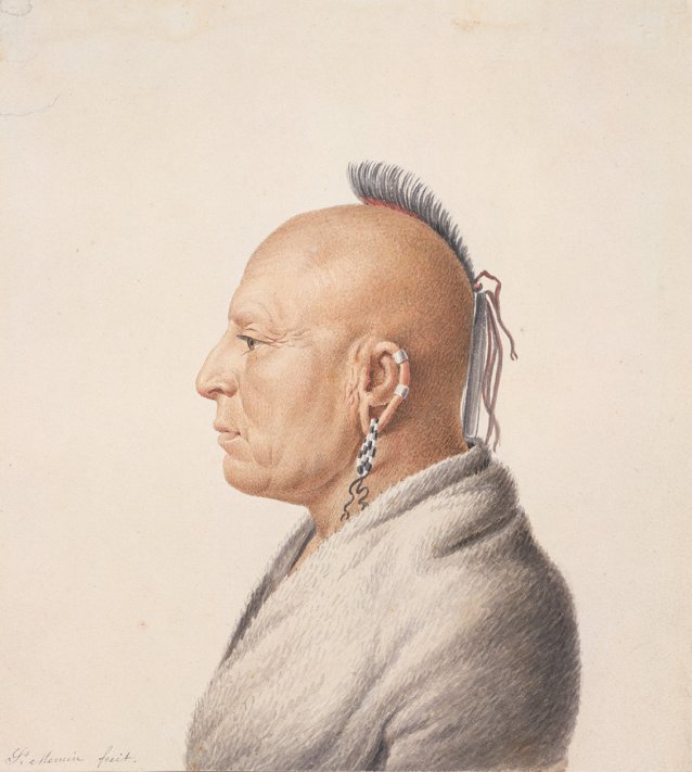 Osage Warrior 1805–07 by Charles Balthazar Julien Févret de Saint-Mémin