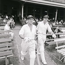 Norman O'Neill and Bill Lawry coming out to bat for Australia vs South Africa at the Sydney Cricket Ground