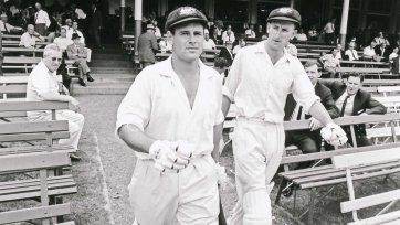 Norman O'Neill and Bill Lawry coming out to bat for Australia vs South Africa at the Sydney Cricket Ground