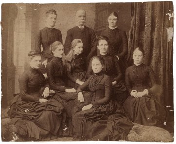 Edward Ogilvie and his eight daughters, c. 1886
