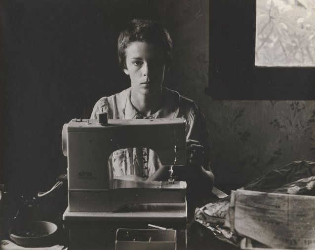 Lynn Gailey sewing, 1976