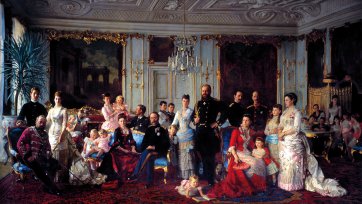 Christian IX and his family in the Garden Room at Fredensborg, 1883 by Laurits Tuxen