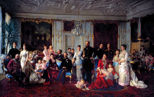 Christian IX and his family in the Garden Room at Fredensborg, 1883 by Laurits Tuxen