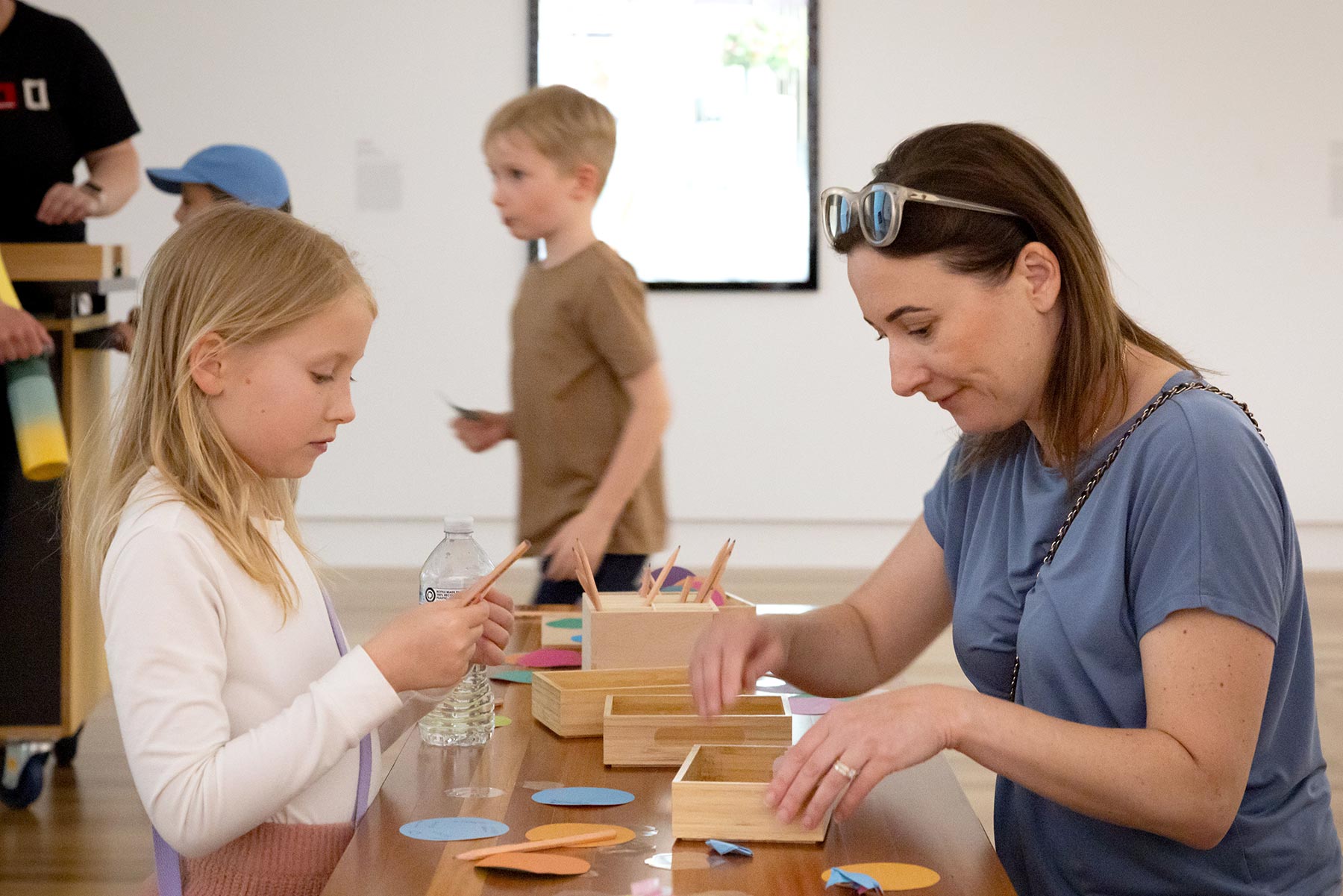 People participating in crafting activities