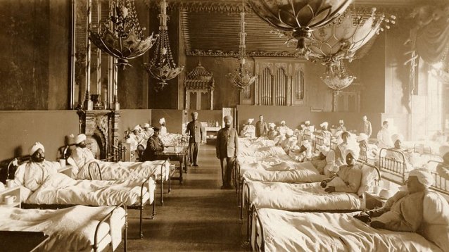 Indian soldiers receiving treatment in the Brighton Pavilion.