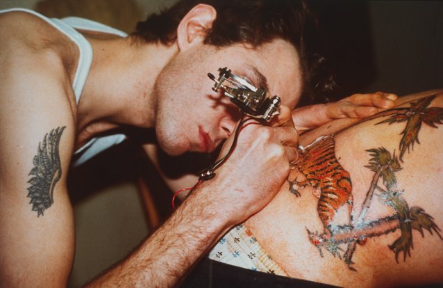 Mark tattooing Mark, Boston, 1978