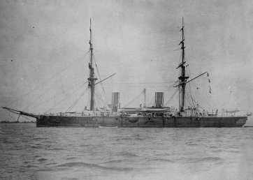 Royal Navy Armoured Cruiser Imperieuse as built with two masts