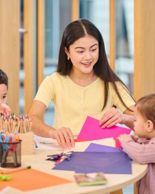 Childlren at a table with craft activities