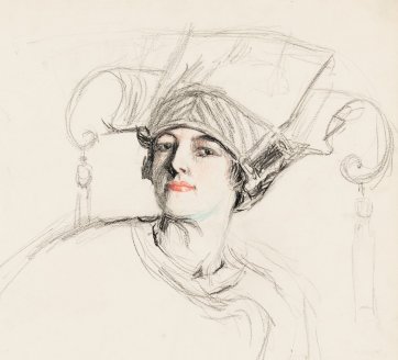 Self portrait (Hilda in the Chinoise hat)