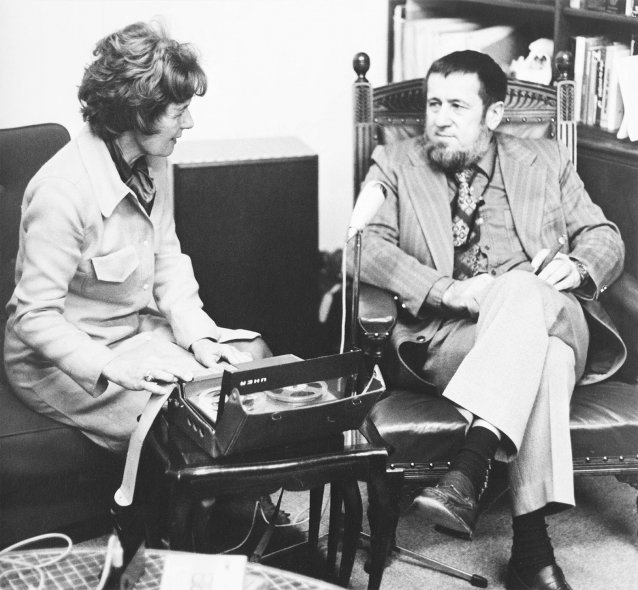 Portrait of Hazel de Berg interviewing physicist Professor Harry Messel, 1972 David Moore