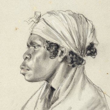 Bust-length portrait of Punch, an indigenous Australian woman and wife of Culaba, in profile to left, 1834