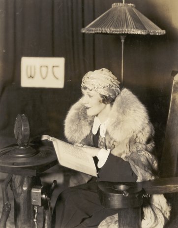 Louise Lovely in the WOC radio station – Davenport, Iowa, c.1922