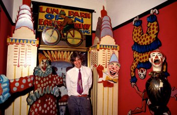 Martin Sharp. When Luna Park closed the Friends of Luna Park salvaged some of the artifacts from the park and stored them at Wirian, early 80s William Yang