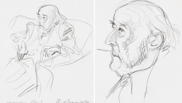 Two portraits of Manning Clark (seated recto), (head, verso)