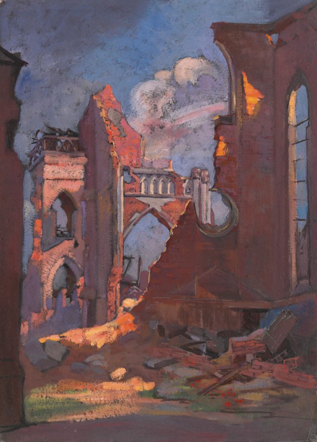Ruined church at Villers-Bretonneux, 1919