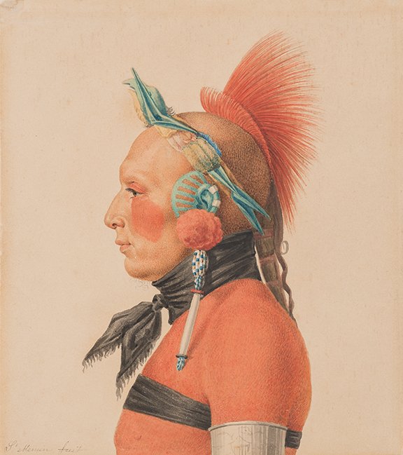 Osage Warrior 1806–07 by Charles Balthazar Julien Févret de Saint-Mémin