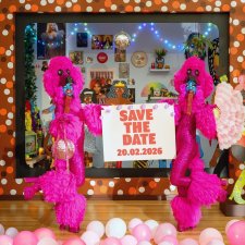 The Huxleys in front of 'Kaylene TV', 2023 by Kaylene Whiskey The Huxleys in front of 'Kaylene TV', 2023 by Kaylene Whiskey