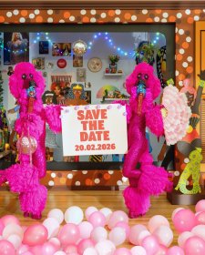 The Huxleys in front of 'Kaylene TV', 2023 by Kaylene Whiskey The Huxleys in front of 'Kaylene TV', 2023 by Kaylene Whiskey