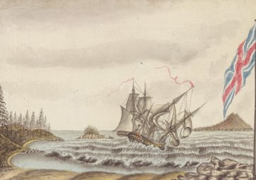 The melancholy loss of HMS Sirius off Norfolk Island March 19th 1790, c. 1790