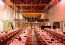 Gordon Darling Hall set up with dining tables