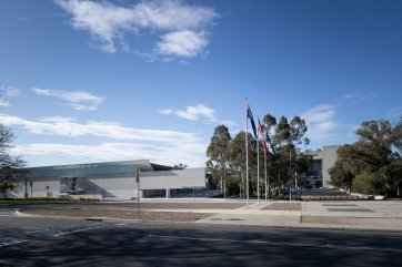 The National Portrait Gallery on the left and the High Court on the right