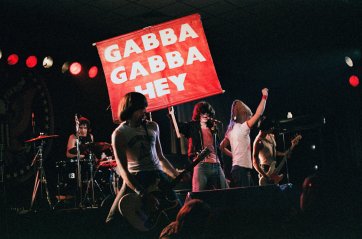 Ramones, Hellenic Club, Woden, 16 July 1981. Performing in front of "Gabba Gabba Hey" banner 'pling