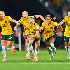 Matildas players celebrating