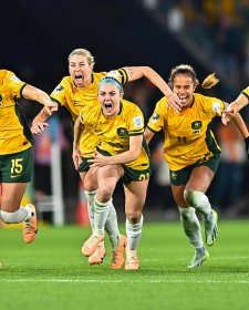 Matildas players celebrating