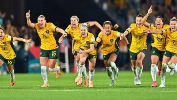 Matildas players celebrating