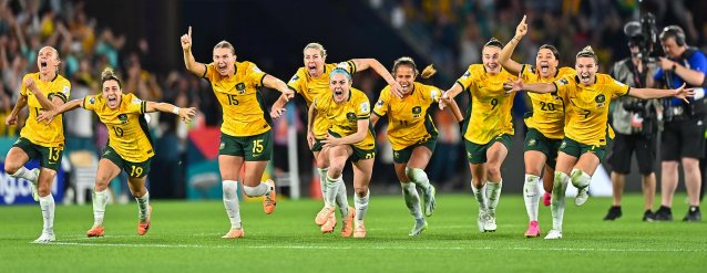 Matildas players celebrating