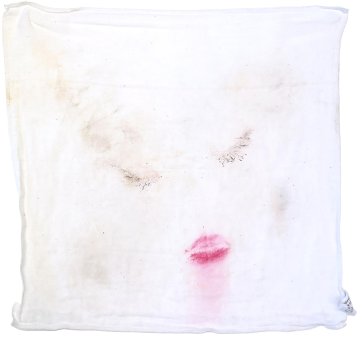 Self portrait on washcloth