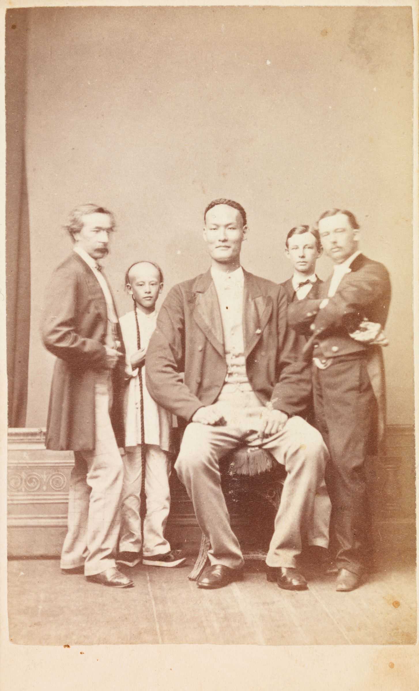 Chang the Chinese giant in European dress with Chinese boy and three ...