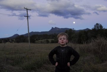 Gus and full moon at the farm, 2006 by Amanda James