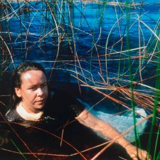 After Ophelia: Fiona Foley at Lake Mackenzie, Fraser Island (Referencing Ophelia by John Everett Millais)